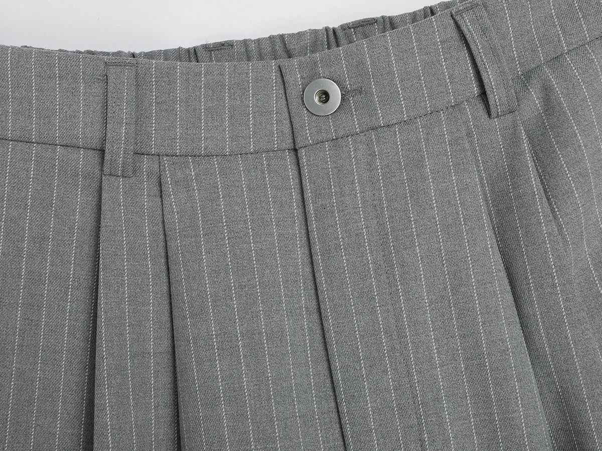 300 GSM BAGGY FIT STRIPED PLEATED 'GARY' PANTS