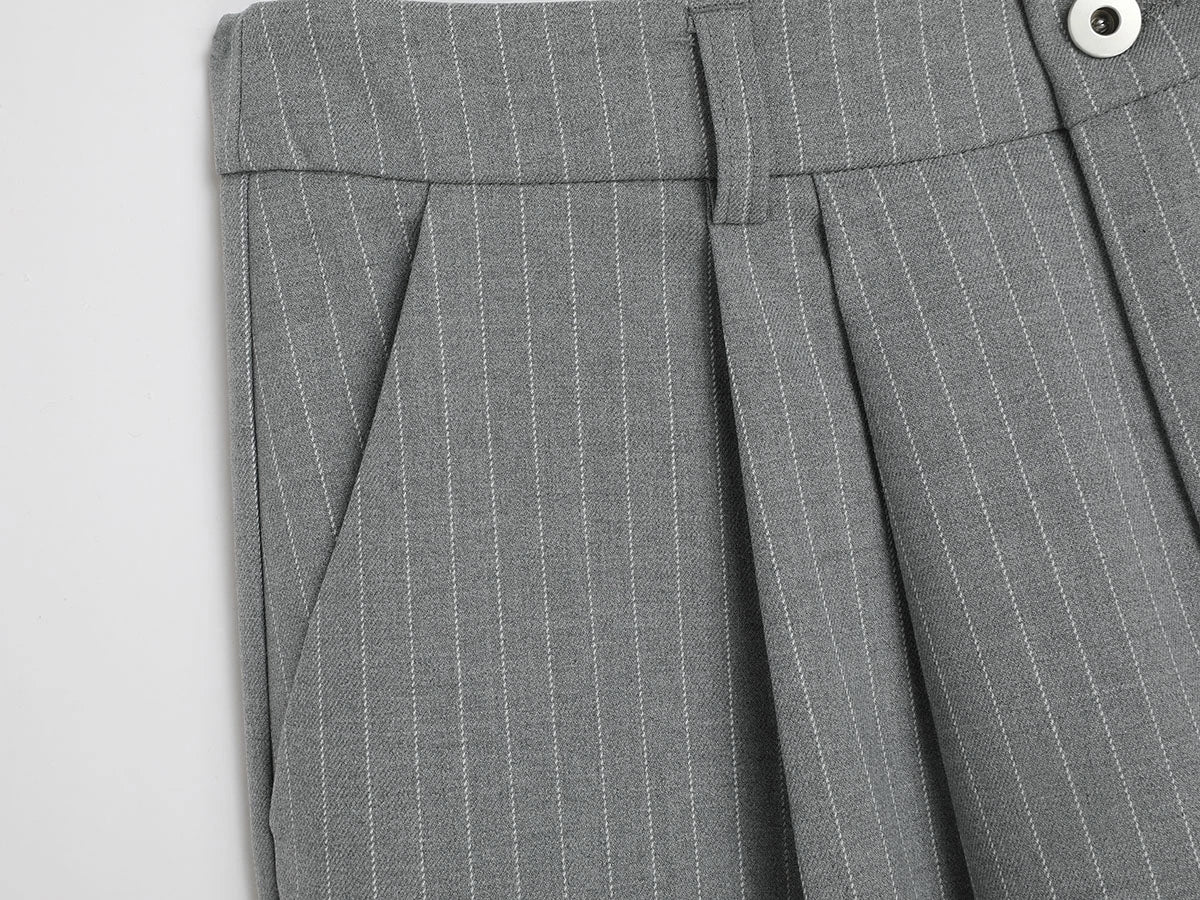 300 GSM BAGGY FIT STRIPED PLEATED 'GARY' PANTS