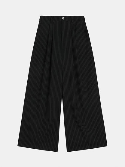 300 GSM BAGGY FIT STRIPED PLEATED 'BLACK' PANTS