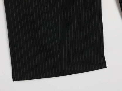 300 GSM BAGGY FIT STRIPED PLEATED 'BLACK' PANTS