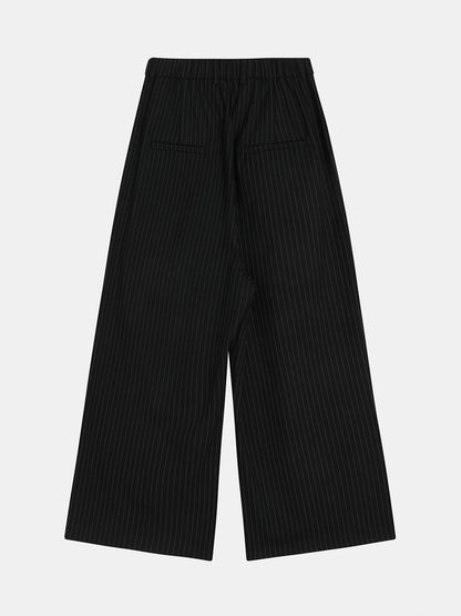 300 GSM BAGGY FIT STRIPED PLEATED 'BLACK' PANTS