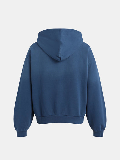 480 GSM BOXY CROPPED FIT 'WASHED BLUE' ZIP-UP HOODIE