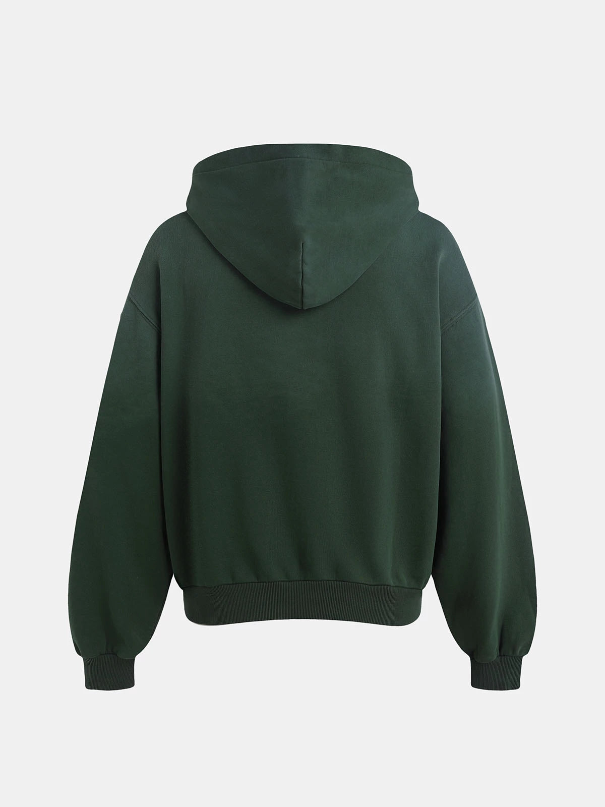 480 GSM BOXY CROPPED FIT 'WASHED DEEP GREEN' ZIP-UP HOODIE