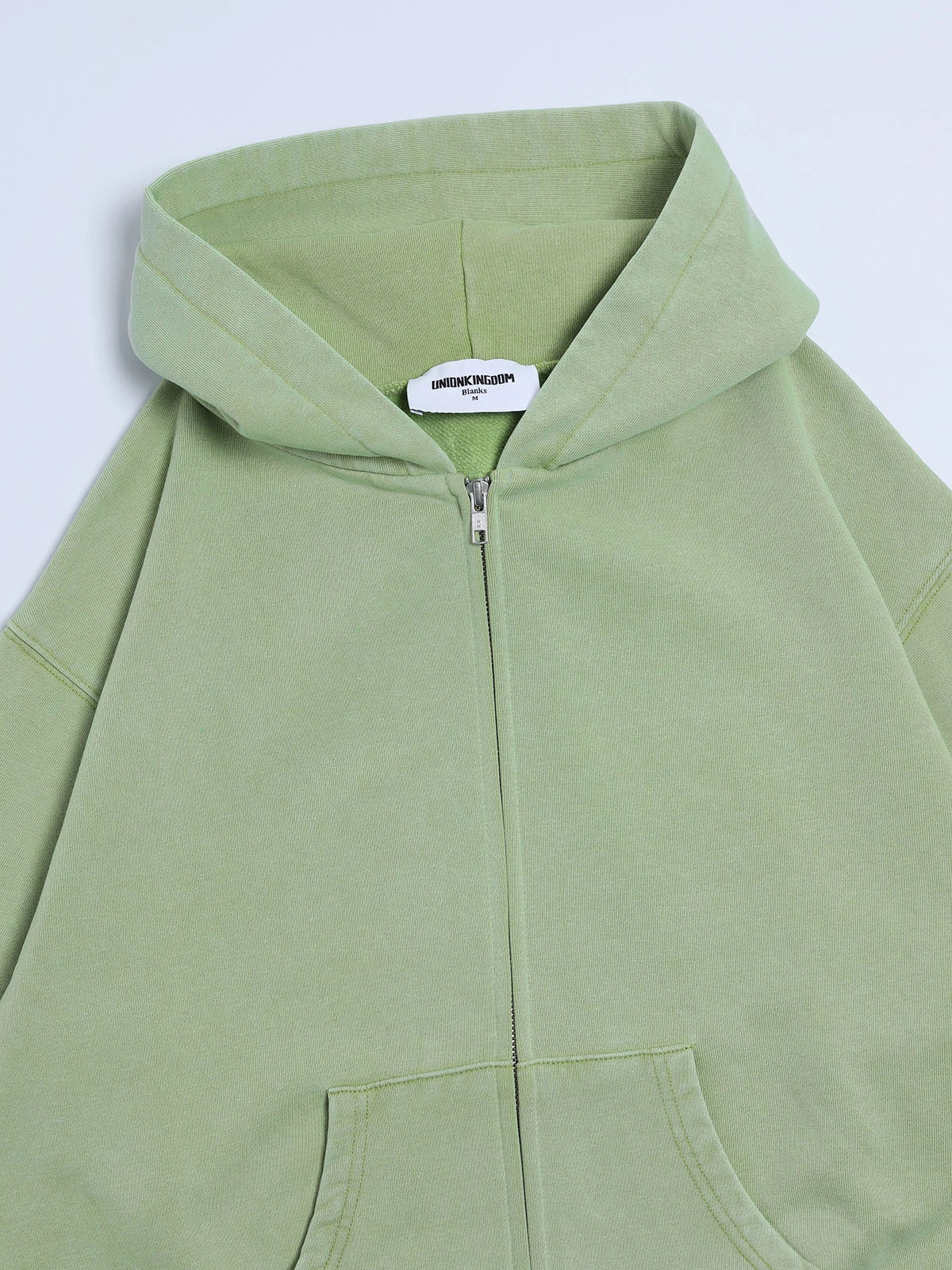 480 GSM BOXY CROPPED FIT 'WASHED GREEN' ZIP-UP HOODIE