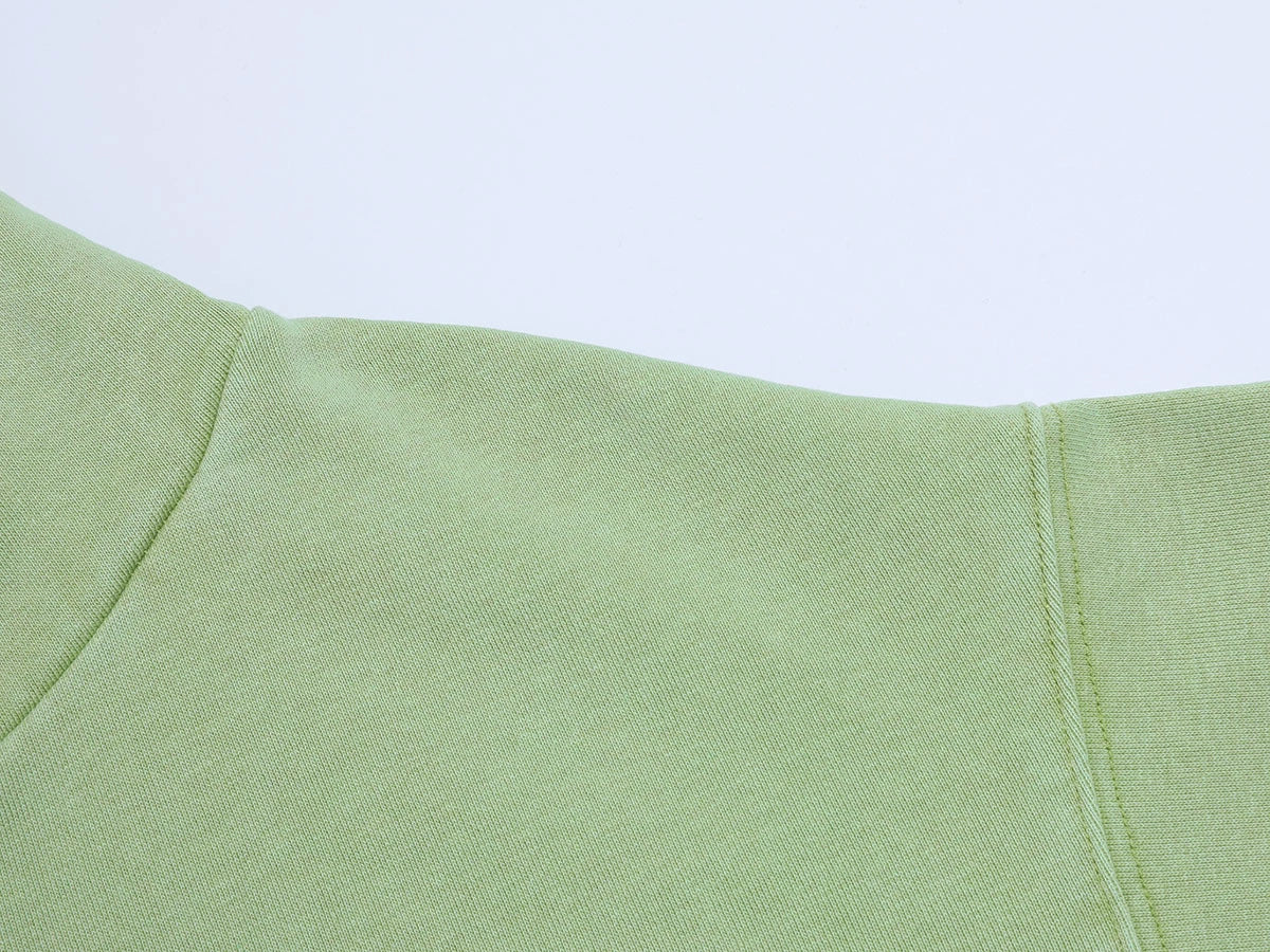480 GSM BOXY CROPPED FIT 'WASHED GREEN' ZIP-UP HOODIE