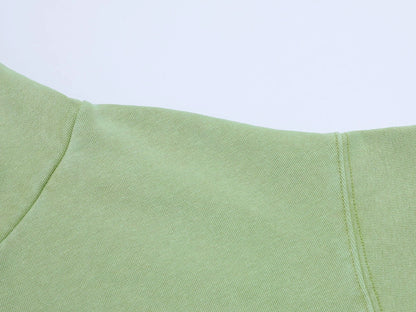 480 GSM BOXY CROPPED FIT 'WASHED GREEN' ZIP-UP HOODIE