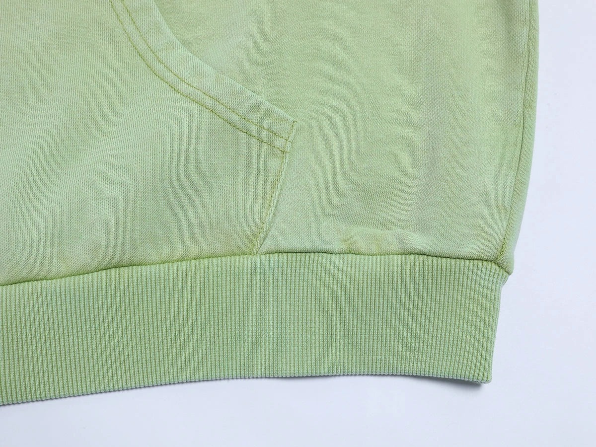 480 GSM BOXY CROPPED FIT 'WASHED GREEN' ZIP-UP HOODIE