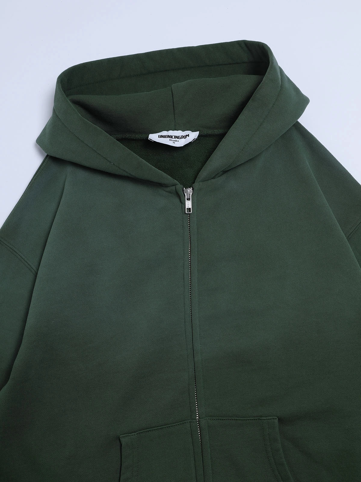 480 GSM BOXY CROPPED FIT 'WASHED DEEP GREEN' ZIP-UP HOODIE