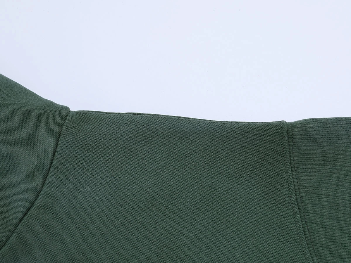 480 GSM BOXY CROPPED FIT 'WASHED DEEP GREEN' ZIP-UP HOODIE