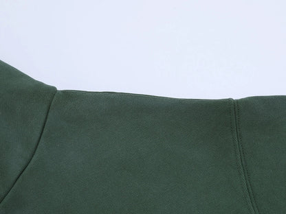 480 GSM BOXY CROPPED FIT 'WASHED DEEP GREEN' ZIP-UP HOODIE