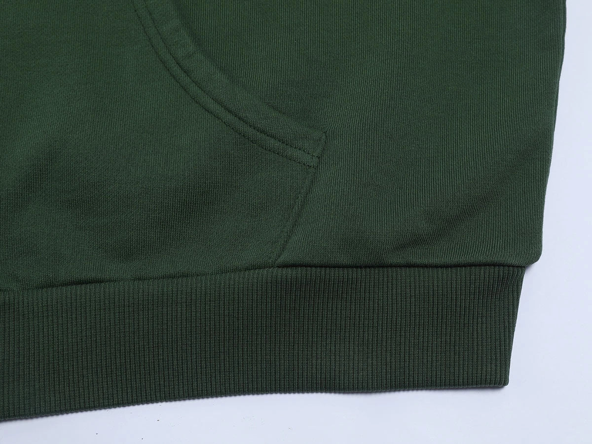 480 GSM BOXY CROPPED FIT 'WASHED DEEP GREEN' ZIP-UP HOODIE