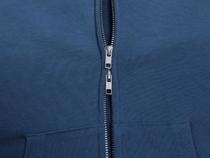 480 GSM BOXY CROPPED FIT 'WASHED BLUE' ZIP-UP HOODIE