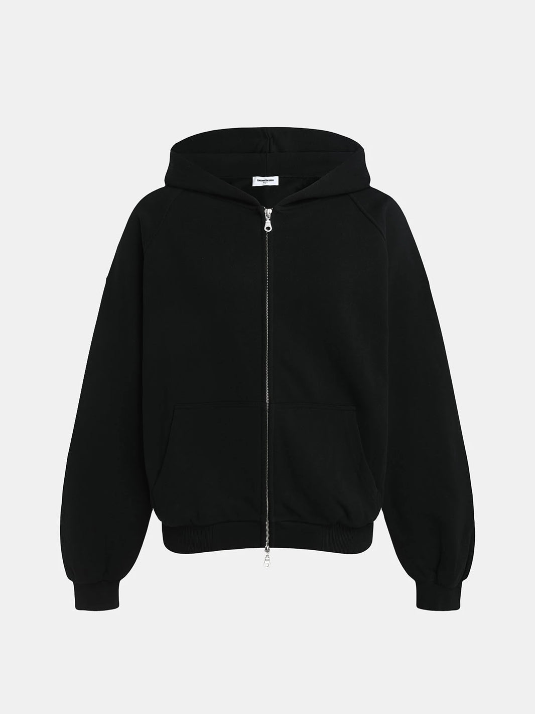 480 GSM RAGLAN BOXY CROPPED FIT ZIP-UP 'BLACK' ZIP-UP HOODIE