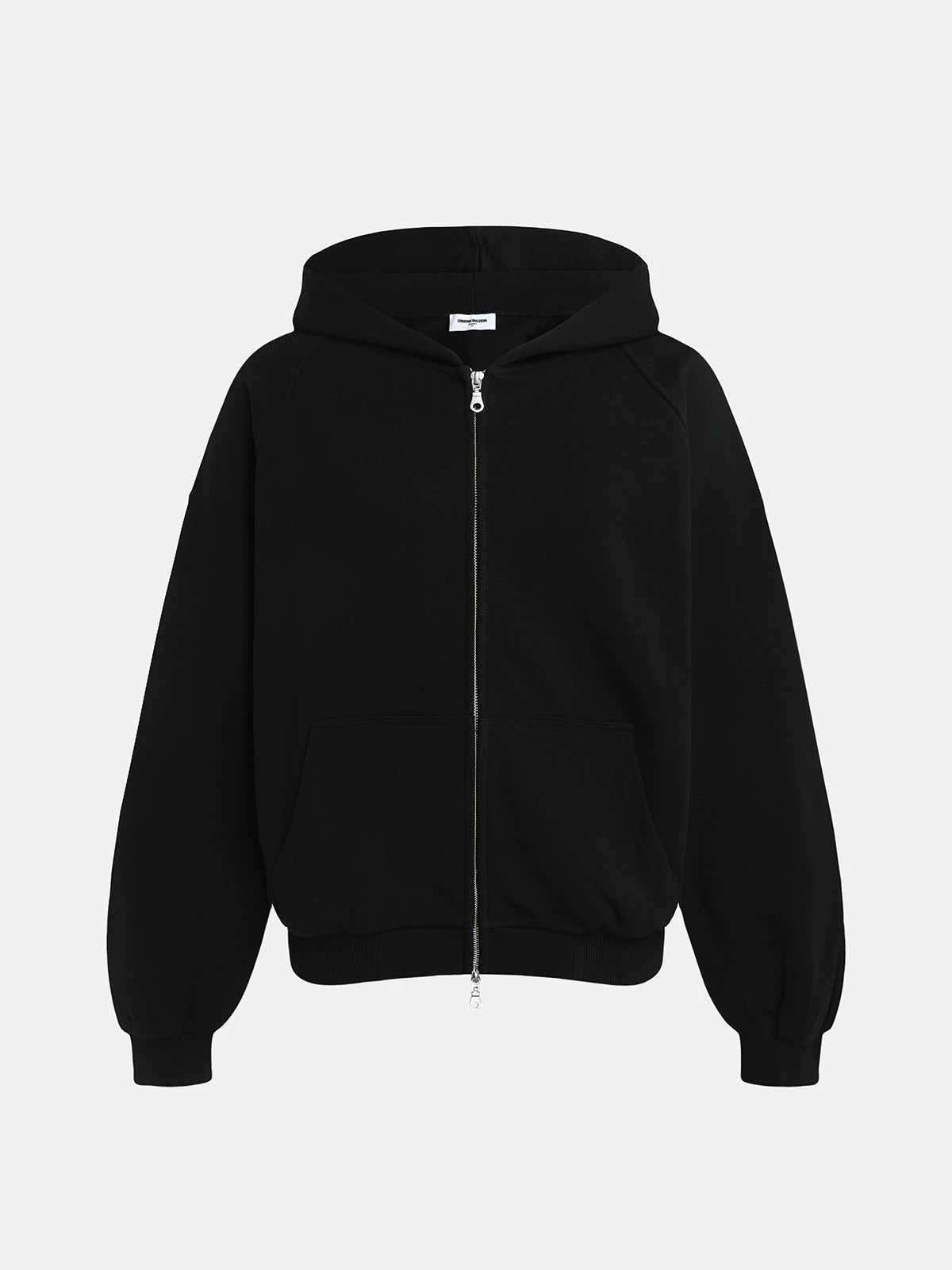 480 GSM RAGLAN BOXY CROPPED FIT ZIP-UP 'BLACK' ZIP-UP HOODIE