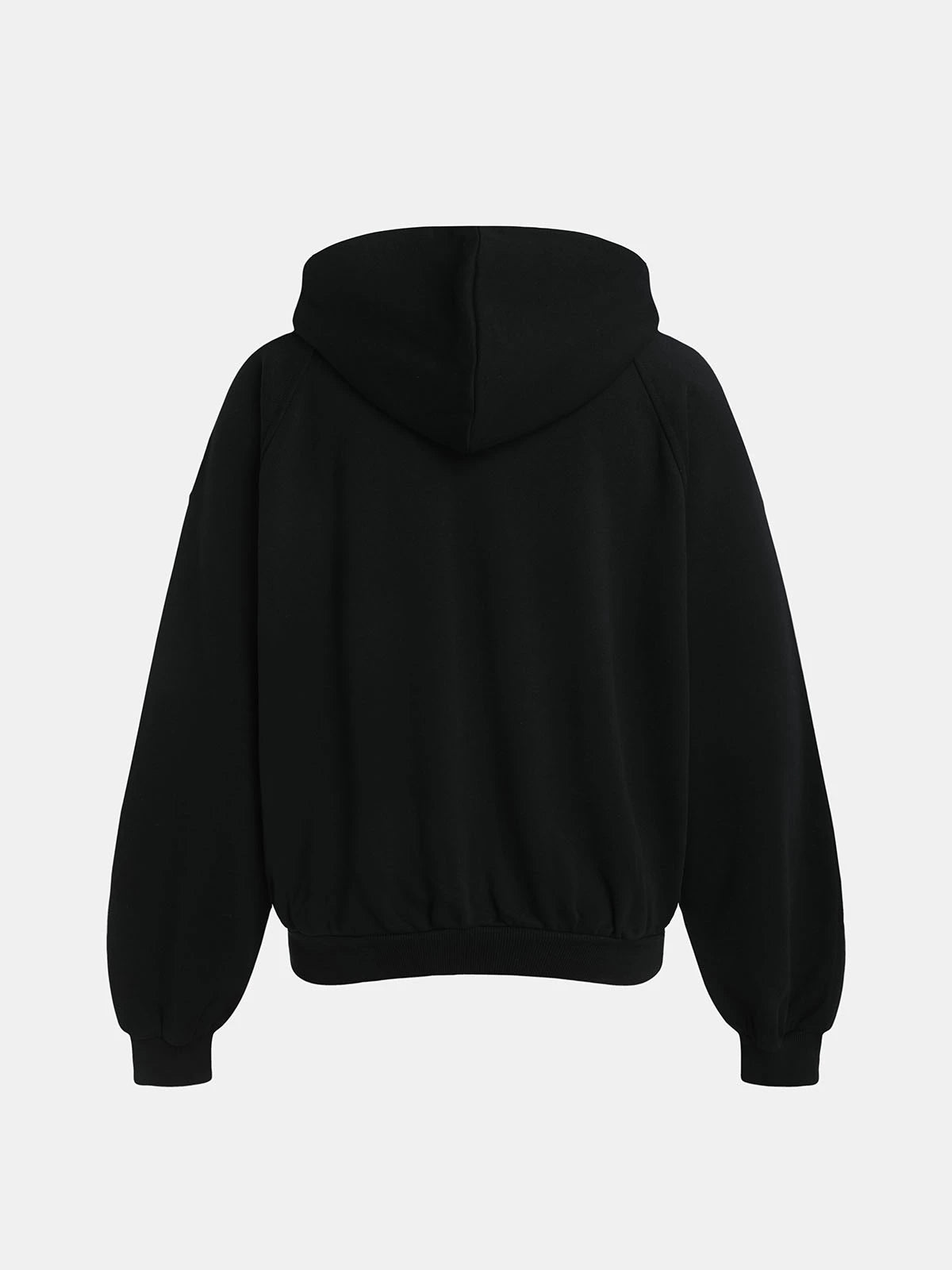 480 GSM RAGLAN BOXY CROPPED FIT ZIP-UP 'BLACK' ZIP-UP HOODIE