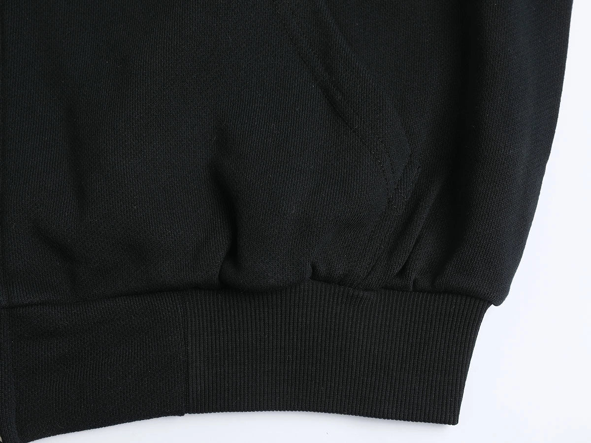 480 GSM RAGLAN BOXY CROPPED FIT ZIP-UP 'BLACK' ZIP-UP HOODIE
