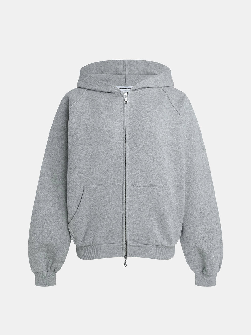 480 GSM RAGLAN BOXY CROPPED FIT 'FLOWER GRAY' ZIP-UP HOODIE