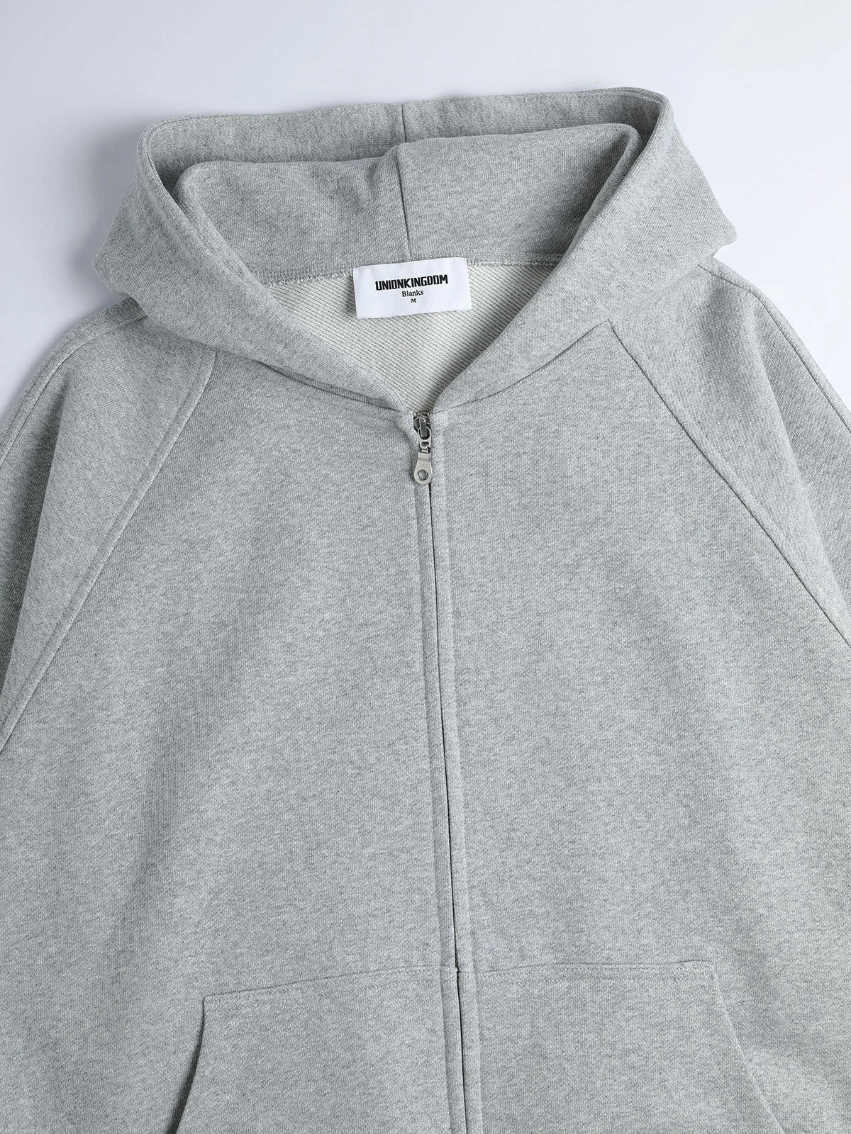 480 GSM RAGLAN BOXY CROPPED FIT 'FLOWER GRAY' ZIP-UP HOODIE