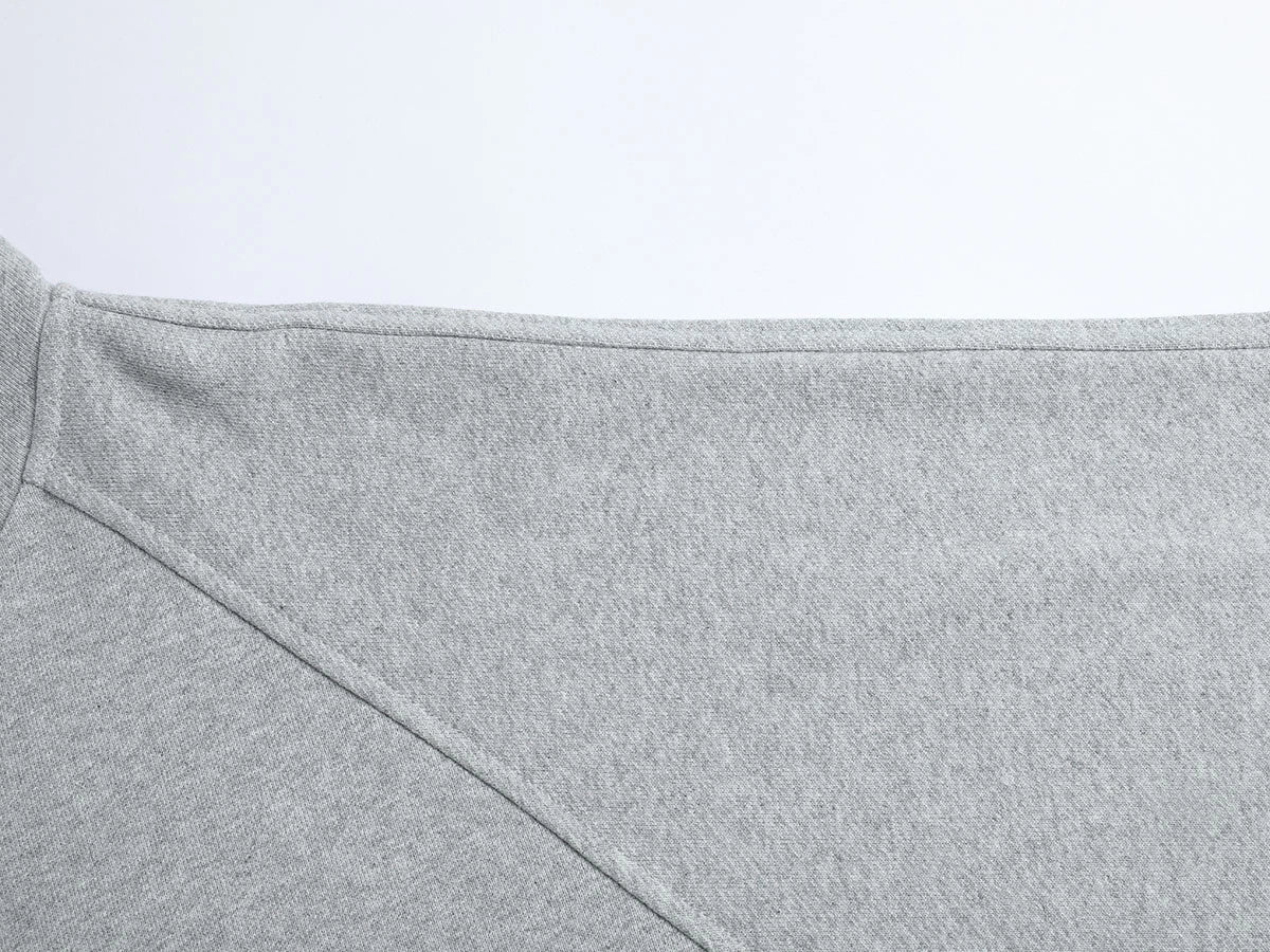 480 GSM RAGLAN BOXY CROPPED FIT 'FLOWER GRAY' ZIP-UP HOODIE