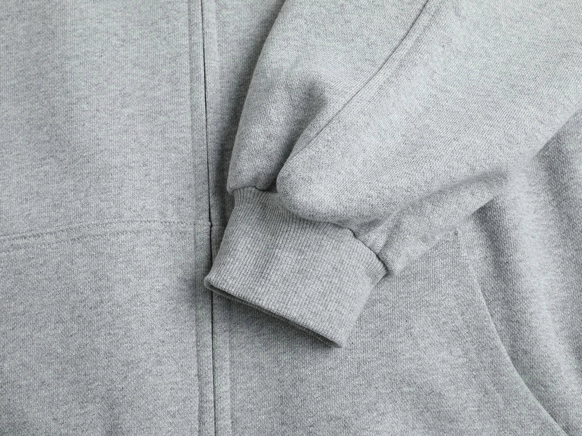 480 GSM RAGLAN BOXY CROPPED FIT 'FLOWER GRAY' ZIP-UP HOODIE