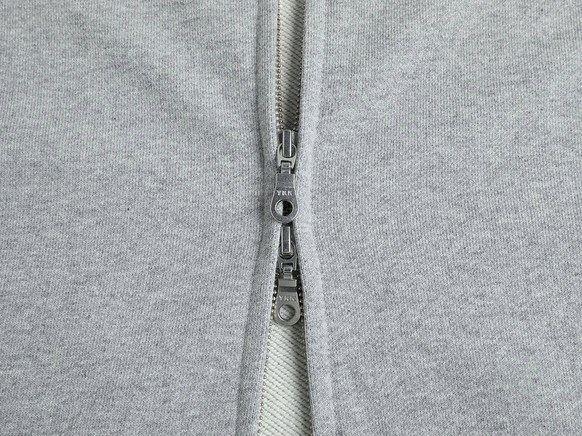 480 GSM RAGLAN BOXY CROPPED FIT 'FLOWER GRAY' ZIP-UP HOODIE