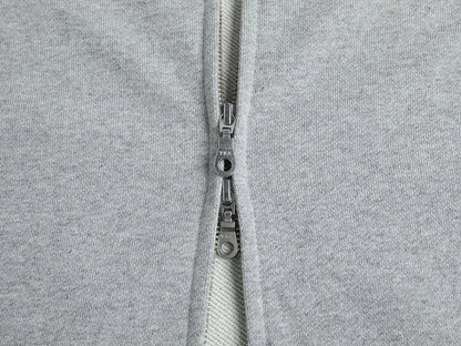 480 GSM RAGLAN BOXY CROPPED FIT 'FLOWER GRAY' ZIP-UP HOODIE