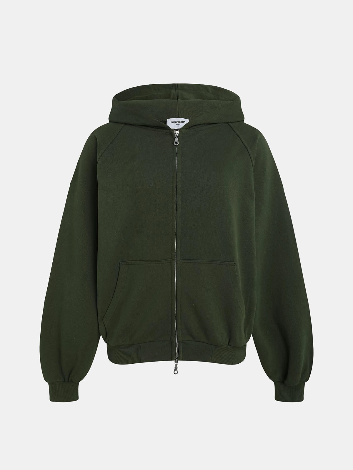 480 GSM RAGLAN BOXY CROPPED FIT 'OLIVE' ZIP-UP HOODIE