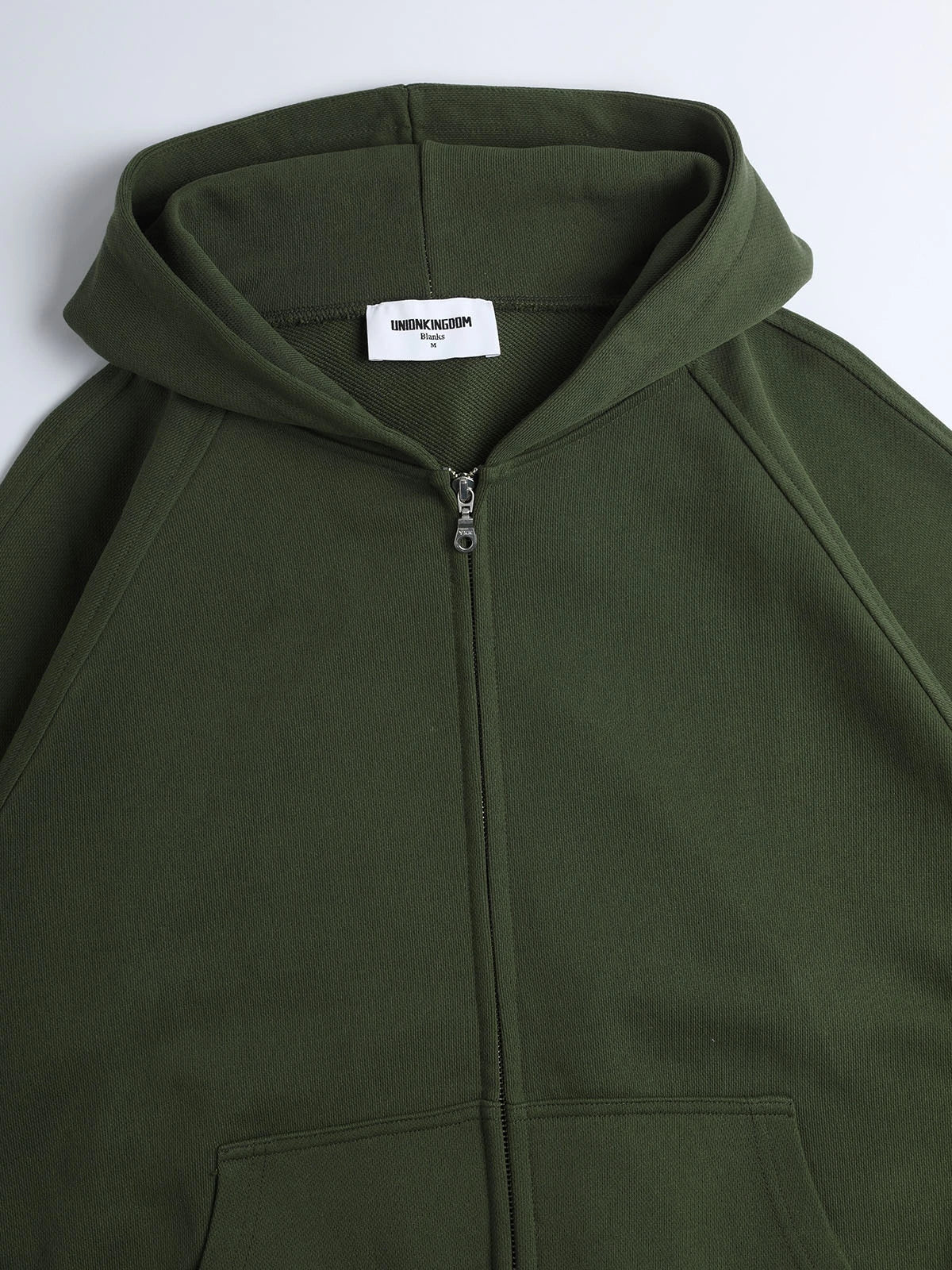 480 GSM RAGLAN BOXY CROPPED FIT 'OLIVE' ZIP-UP HOODIE