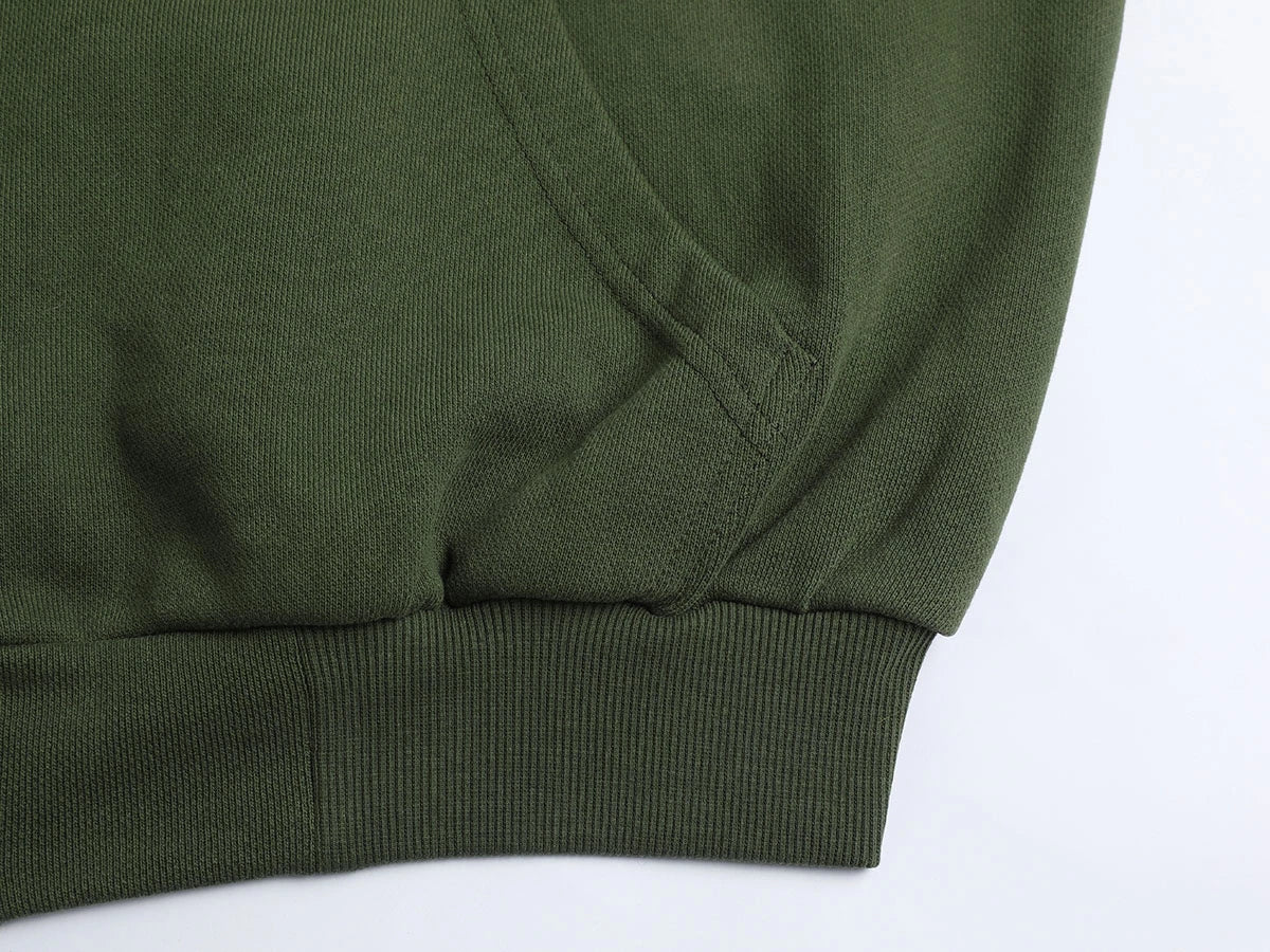 480 GSM RAGLAN BOXY CROPPED FIT 'OLIVE' ZIP-UP HOODIE