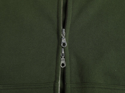 480 GSM RAGLAN BOXY CROPPED FIT 'OLIVE' ZIP-UP HOODIE