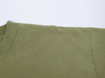 250 GSM LOOSE FIT 'WASHED MOSS GREEN' T-SHIRT