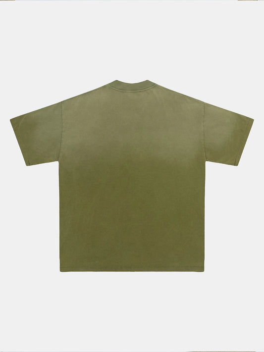 250 GSM LOOSE FIT 'WASHED MOSS GREEN' T-SHIRT