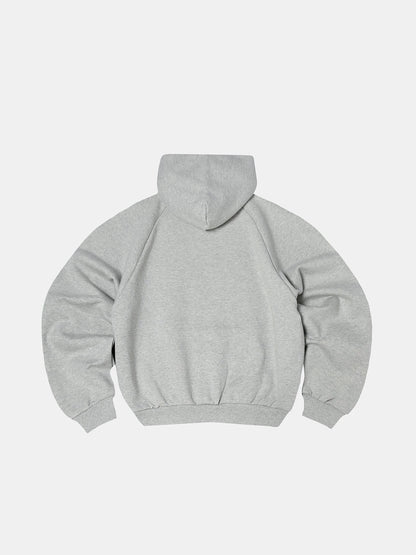 600 GSM RAGLAN CROPPED FIT 'FLOWER GRAY' HOODIE