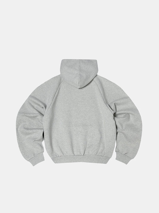 600 GSM RAGLAN CROPPED FIT 'FLOWER GRAY' HOODIE