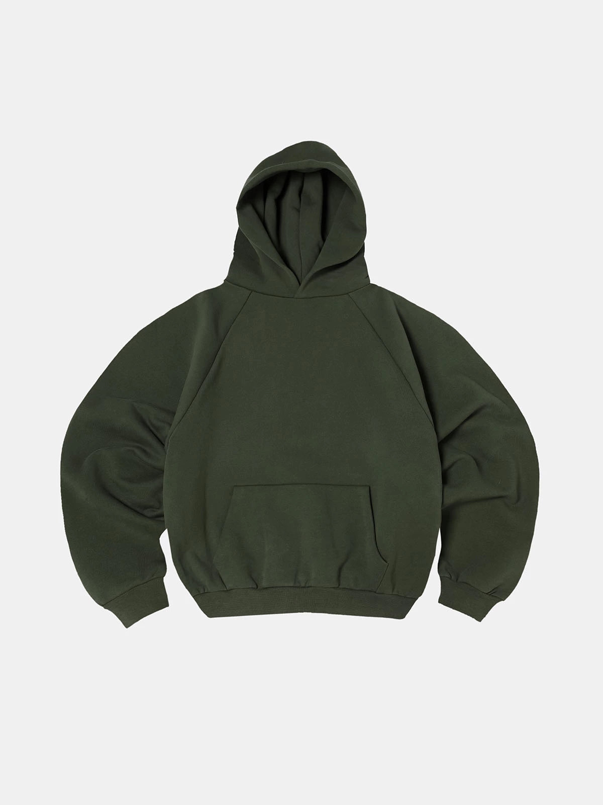 600 GSM RAGLAN CROPPED FIT 'OLIVE' HOODIE