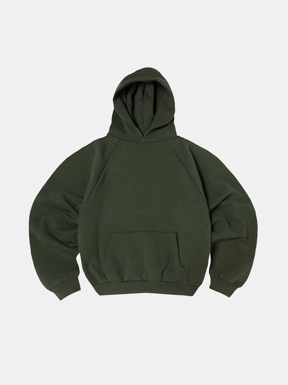 600 GSM RAGLAN CROPPED FIT 'OLIVE' HOODIE