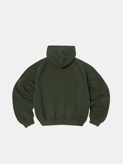 600 GSM RAGLAN CROPPED FIT 'OLIVE' HOODIE