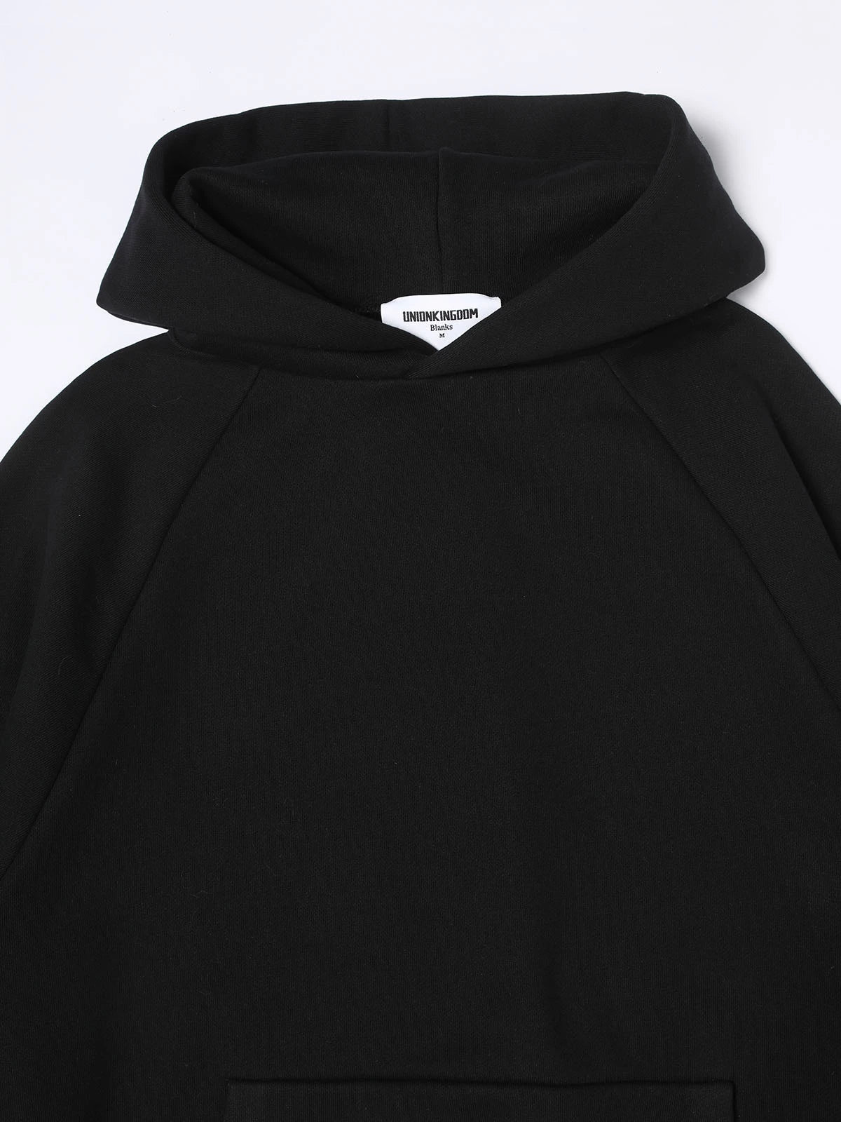 600 GSM RAGLAN CROPPED FIT 'BLACK' HOODIE