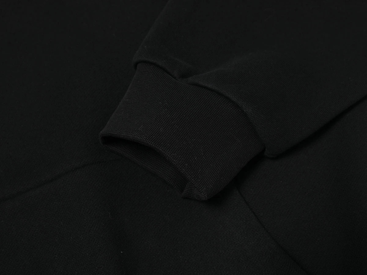 600 GSM RAGLAN CROPPED FIT 'BLACK' HOODIE