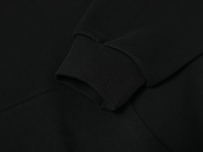 600 GSM RAGLAN CROPPED FIT 'BLACK' HOODIE