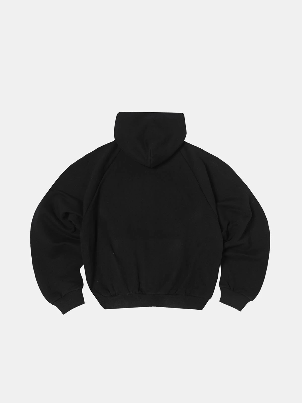 600 GSM RAGLAN CROPPED FIT 'BLACK' HOODIE