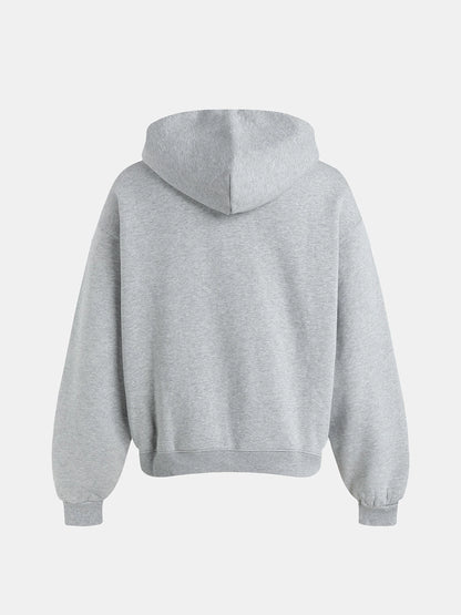 480 GSM FLEECE CROPPED FIT 'FLOWER GRAY' HOODIE