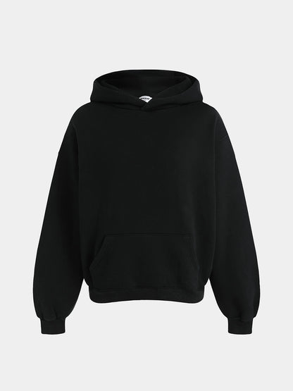 480 GSM FLEECE CROPPED FIT 'BLACK' HOODIE