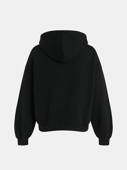 480 GSM FLEECE CROPPED FIT 'BLACK' HOODIE