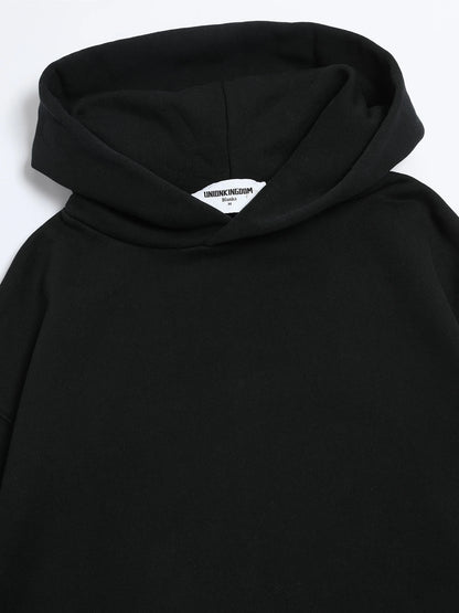 480 GSM FLEECE CROPPED FIT 'BLACK' HOODIE