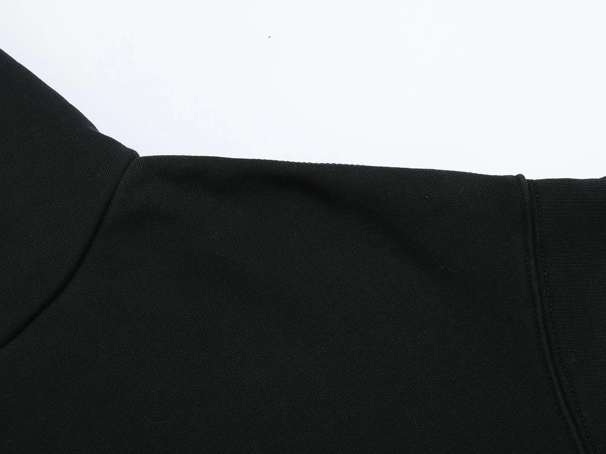480 GSM FLEECE CROPPED FIT 'BLACK' HOODIE