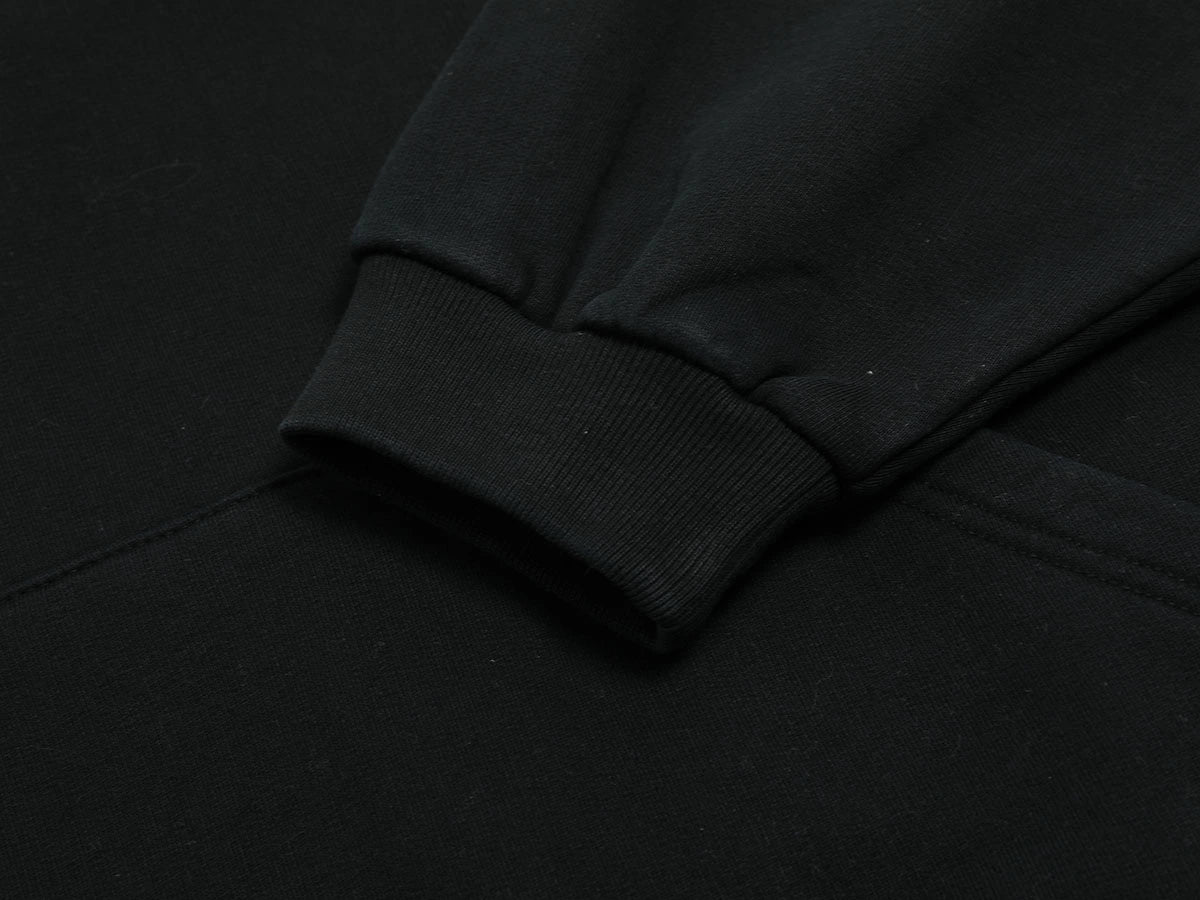 480 GSM FLEECE CROPPED FIT 'BLACK' HOODIE