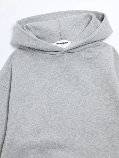 480 GSM FLEECE CROPPED FIT 'FLOWER GRAY' HOODIE