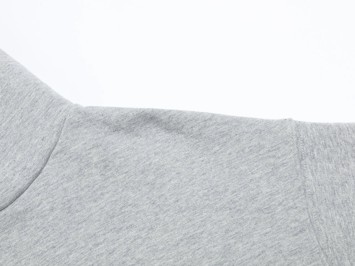 480 GSM FLEECE CROPPED FIT 'FLOWER GRAY' HOODIE