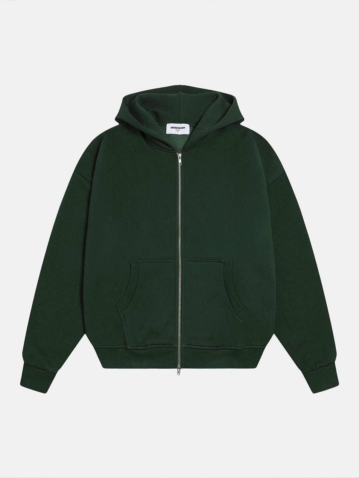 520 GSM BOXY CROPPED FIT ' DARK GREEN' ZIP-UP HOODIE